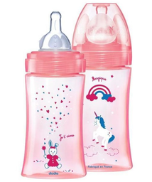 [13678] Dodie Bib Ini + 270Ml Rose Licorn 0-6M Tet Ronde 3 Vit