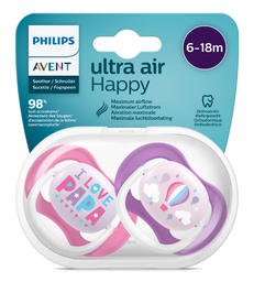 [40061] Avent Suc Ultra Air Happy Ortho 6-18M Girl Papa SCF080/04