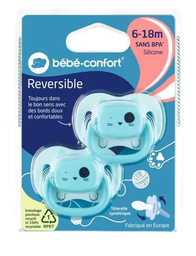 [13148] Bebe Confort Suc Reversible 6-18M Silicone Bleu*2