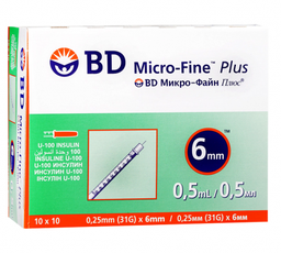[12069] BD Micro Fine Plus Seringue Insulin 0.5Ml/10